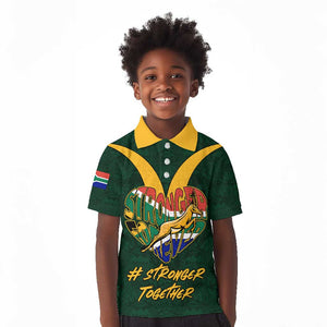 Custom South Africa Rugby Kid Polo Shirt - Stronger Together, Stronger Forever, Bokke World Cup