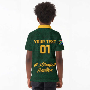 Custom South Africa Rugby Kid Polo Shirt - Stronger Together, Stronger Forever, Bokke World Cup