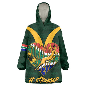 Custom South Africa Rugby KId Wearable Blanket Hoodie - Stronger Together, Stronger Forever, Bokke World Cup