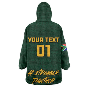 Custom South Africa Rugby KId Wearable Blanket Hoodie - Stronger Together, Stronger Forever, Bokke World Cup