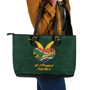 South Africa Rugby Leather Tote Bag - Stronger Together, Stronger Forever, Bokke World Cup