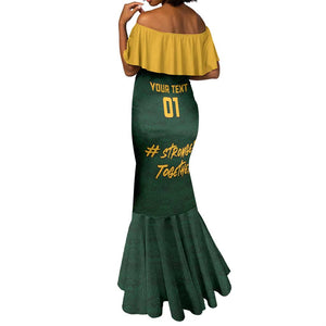 Custom South Africa Rugby Mermaid Dress - Stronger Together, Stronger Forever, Bokke World Cup