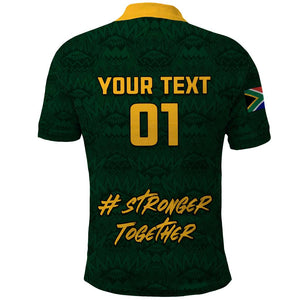 Custom South Africa Rugby Polo Shirt - Stronger Together, Stronger Forever, Bokke World Cup