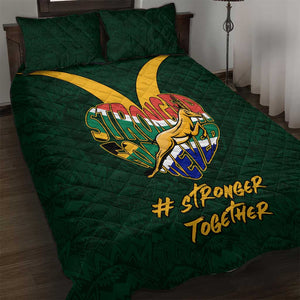 South Africa Rugby Quilt Bed Set - Stronger Together, Stronger Forever, Bokke World Cup