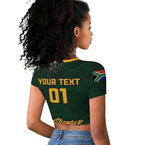 Custom South Africa Rugby Raglan Cropped T shirt - Stronger Together, Stronger Forever, Bokke World Cup