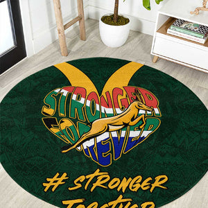 South Africa Rugby Round Carpet - Stronger Together, Stronger Forever, Bokke World Cup