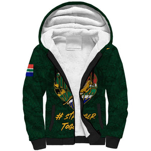 Custom South Africa Rugby Sherpa Hoodie - Stronger Together, Stronger Forever, Bokke World Cup