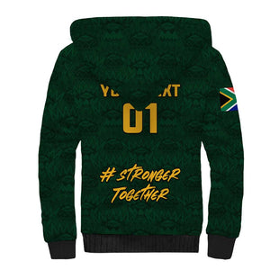 Custom South Africa Rugby Sherpa Hoodie - Stronger Together, Stronger Forever, Bokke World Cup