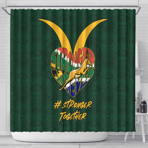 South Africa Rugby Shower Curtain - Stronger Together, Stronger Forever, Bokke World Cup