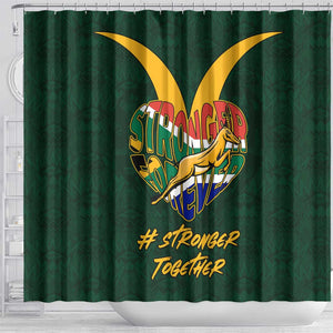 South Africa Rugby Shower Curtain - Stronger Together, Stronger Forever, Bokke World Cup