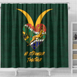 South Africa Rugby Shower Curtain - Stronger Together, Stronger Forever, Bokke World Cup