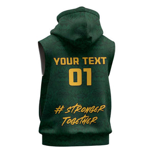 Custom South Africa Rugby Sleeveless Hoodie - Stronger Together, Stronger Forever, Bokke World Cup - African Pride