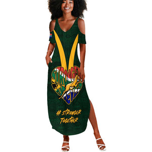 Custom South Africa Rugby Summer Maxi Dress - Stronger Together, Stronger Forever, Bokke World Cup