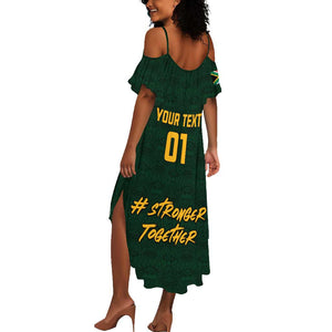 Custom South Africa Rugby Summer Maxi Dress - Stronger Together, Stronger Forever, Bokke World Cup