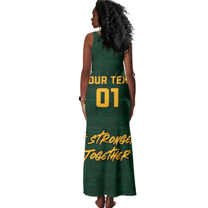 Custom South Africa Rugby Tank Maxi Dress - Stronger Together, Stronger Forever, Bokke World Cup