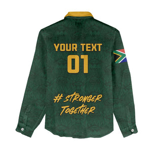 Custom South Africa Rugby Women Casual Shirt - Stronger Together, Stronger Forever, Bokke World Cup