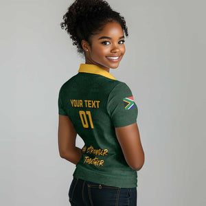 Custom South Africa Rugby Women Polo Shirt - Stronger Together, Stronger Forever, Bokke World Cup