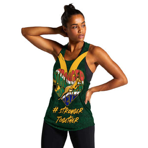 Custom South Africa Rugby Women Racerback Tank - Stronger Together, Stronger Forever, Bokke World Cup