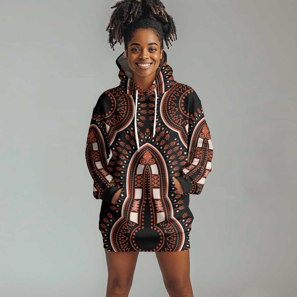 African Dashiki Hoodie Dress Afro Vintage Pattern