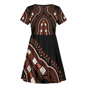 African Dashiki Kid Short Sleeve Dress Afro Vintage Pattern