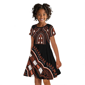 African Dashiki Kid Short Sleeve Dress Afro Vintage Pattern