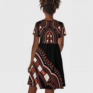 African Dashiki Kid Short Sleeve Dress Afro Vintage Pattern