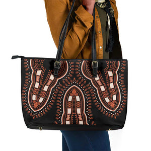 African Dashiki Leather Tote Bag Afro Vintage Pattern