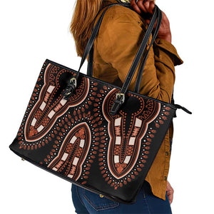 African Dashiki Leather Tote Bag Afro Vintage Pattern