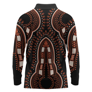 African Dashiki Long Sleeve Polo Shirt Afro Vintage Pattern