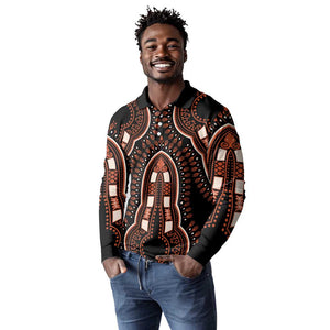 African Dashiki Long Sleeve Polo Shirt Afro Vintage Pattern