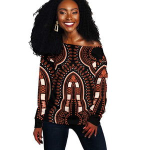 African Dashiki Off Shoulder Sweater Afro Vintage Pattern