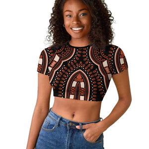 African Dashiki Raglan Cropped T shirt Afro Vintage Pattern