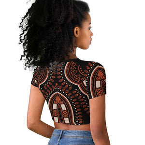 African Dashiki Raglan Cropped T shirt Afro Vintage Pattern