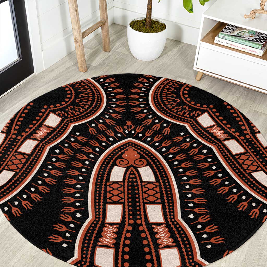 African Dashiki Round Carpet Afro Vintage Pattern