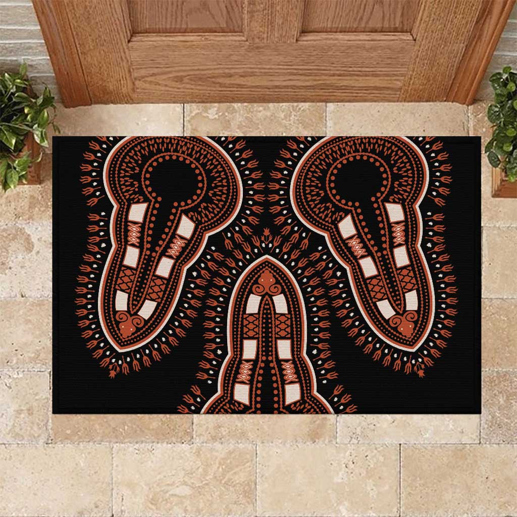 African Dashiki Rubber Doormat Afro Vintage Pattern