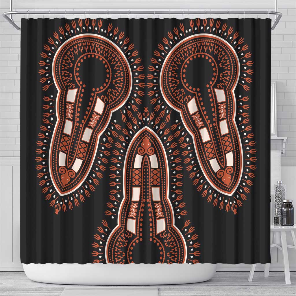African Dashiki Shower Curtain Afro Vintage Pattern