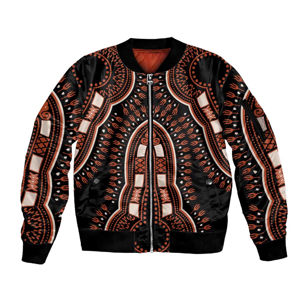 African Dashiki Sleeve Zip Bomber Jacket Afro Vintage Pattern