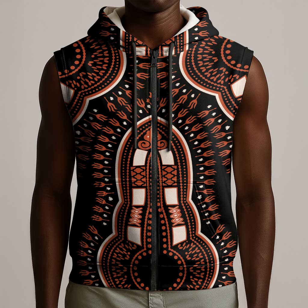 African Dashiki Sleeveless Zip Hoodie Afro Vintage Pattern - African Pride