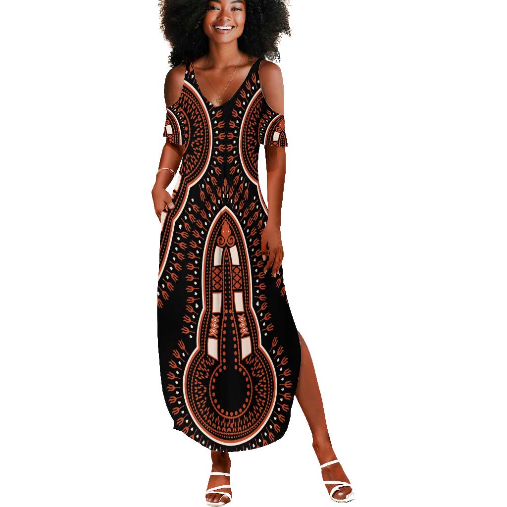 African Dashiki Summer Maxi Dress Afro Vintage Pattern