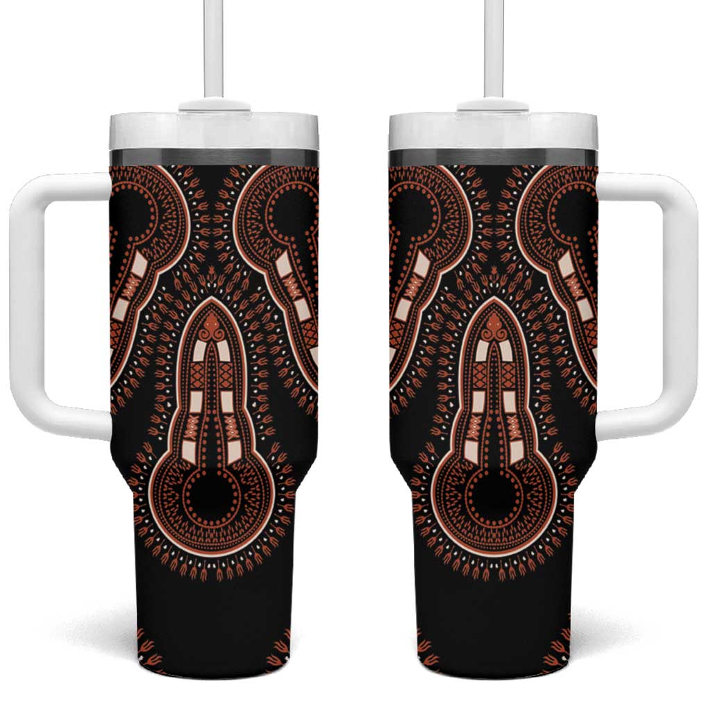 African Dashiki Tumbler With Handle Afro Vintage Pattern