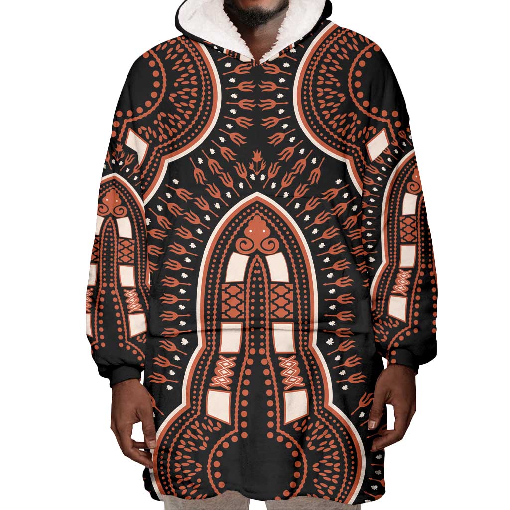 African Dashiki Wearable Blanket Hoodie Afro Vintage Pattern