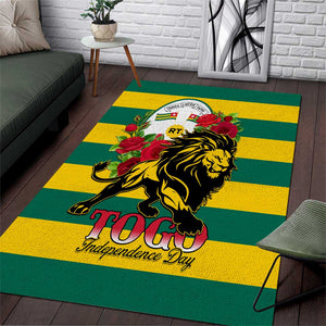 Togo Independence Day Area Rug Lion With Rosa Flag Style