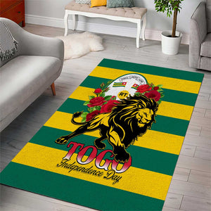 Togo Independence Day Area Rug Lion With Rosa Flag Style