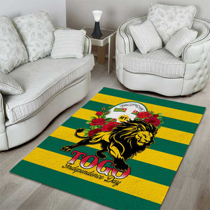 Togo Independence Day Area Rug Lion With Rosa Flag Style