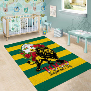 Togo Independence Day Area Rug Lion With Rosa Flag Style