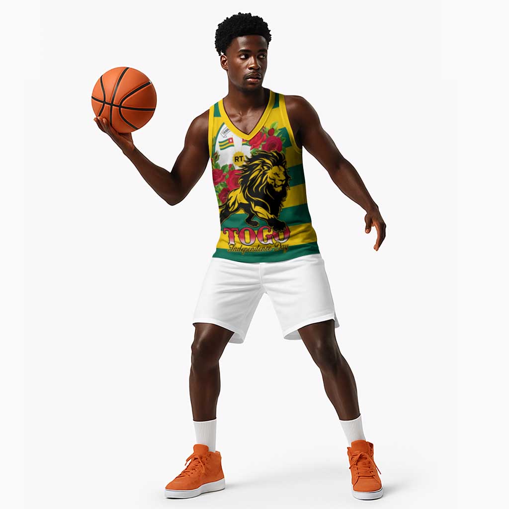 Togo Independence Day Basketball Jersey Lion With Rosa Flag Style LT01
