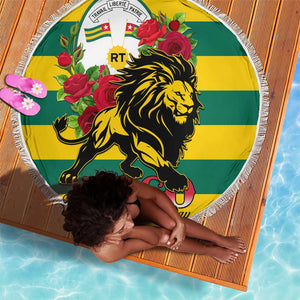 Togo Independence Day Beach Blanket Lion With Rosa Flag Style