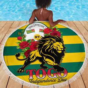 Togo Independence Day Beach Blanket Lion With Rosa Flag Style