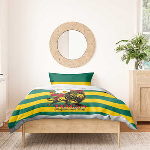 Togo Independence Day Bedding Set Lion With Rosa Flag Style