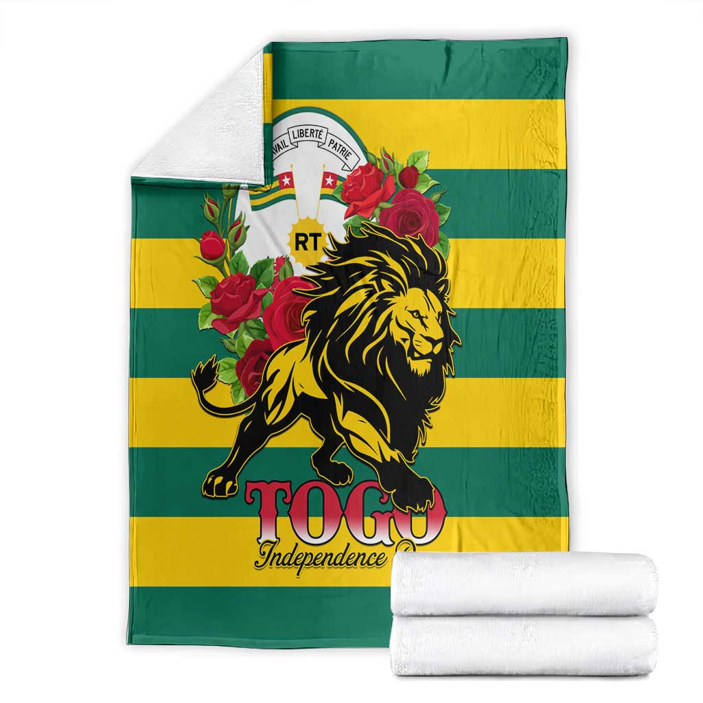 Togo Independence Day Blanket Lion With Rosa Flag Style